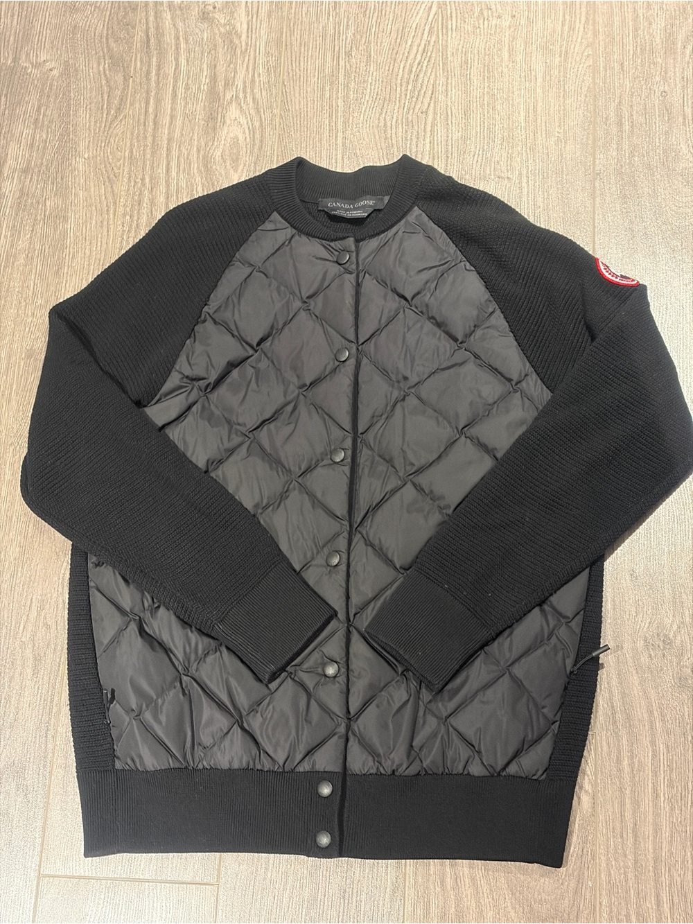Canada Goose Black Quilted Knit Bomber Jacket
